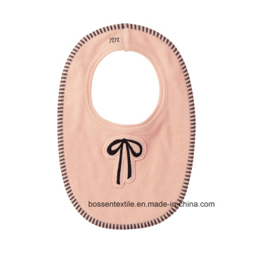 Pink Cotton Girls Waterproof Bowknot Embroideried & Applique Terry Baby Feeder Bib